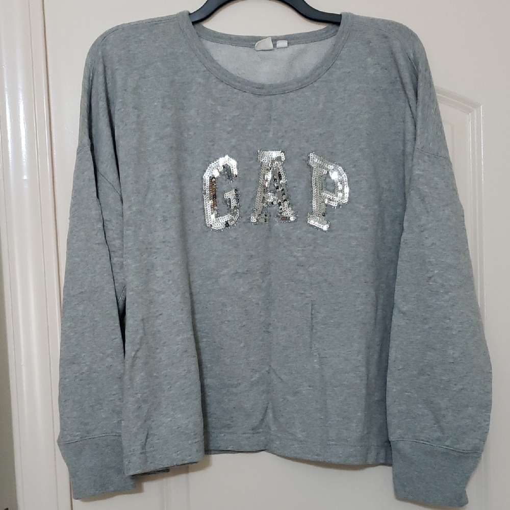 GAP Xxl Silver sequin Sweatshirt Gray Crop